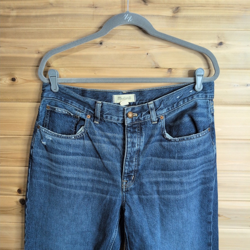 Madewell Low-Slung Baggy Crop Jeans Blue Raw Hem 29 NU172 DM8487 - Picture 2 of 10